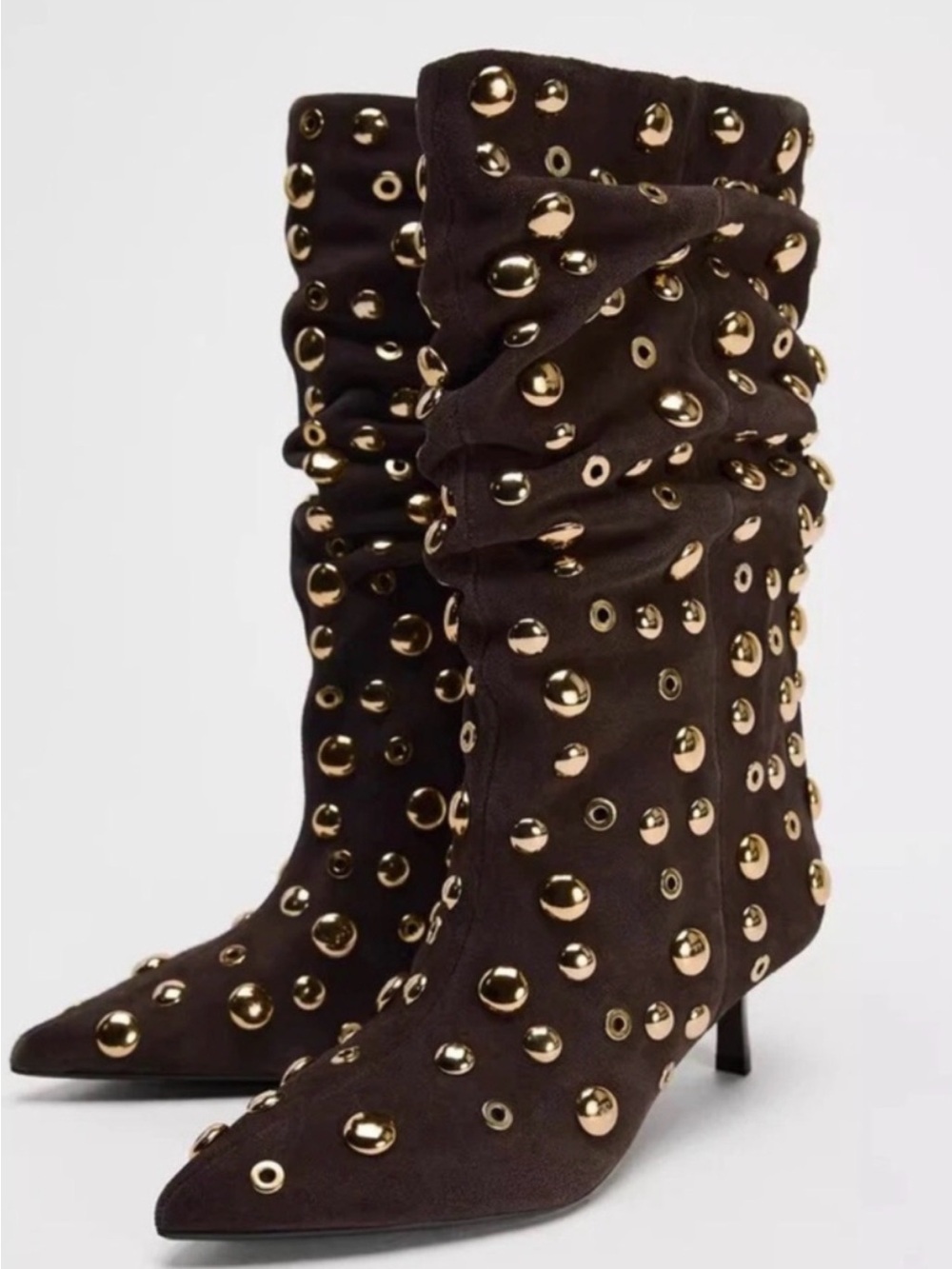 Like new slouchy Zara suede studded boots